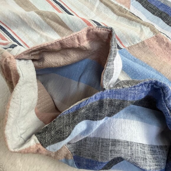 Cynthia Ashby Womens Oversized Striped Tunic Top Large Linen Blend Multicolor - Picture 9 of 10